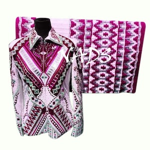 Western Show Jacket With Matching Pad For Women, Western Pleasure Show Jacket, Showmanship Jacket, Red Showmanship Jacket With 34X42 Pads