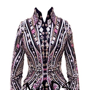 Elegant Women&#39;s Western Showmanship Jacket | Black Base with Accents | Horse Riding Show Jacket | Western Pleasure Apparel Western Jacket