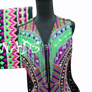 Western Show Vest With Matching Pad For Women, Western Pleasure Show Jacket, Showmanship Jacket, Horse Riding Show Vest With Matching Pad
