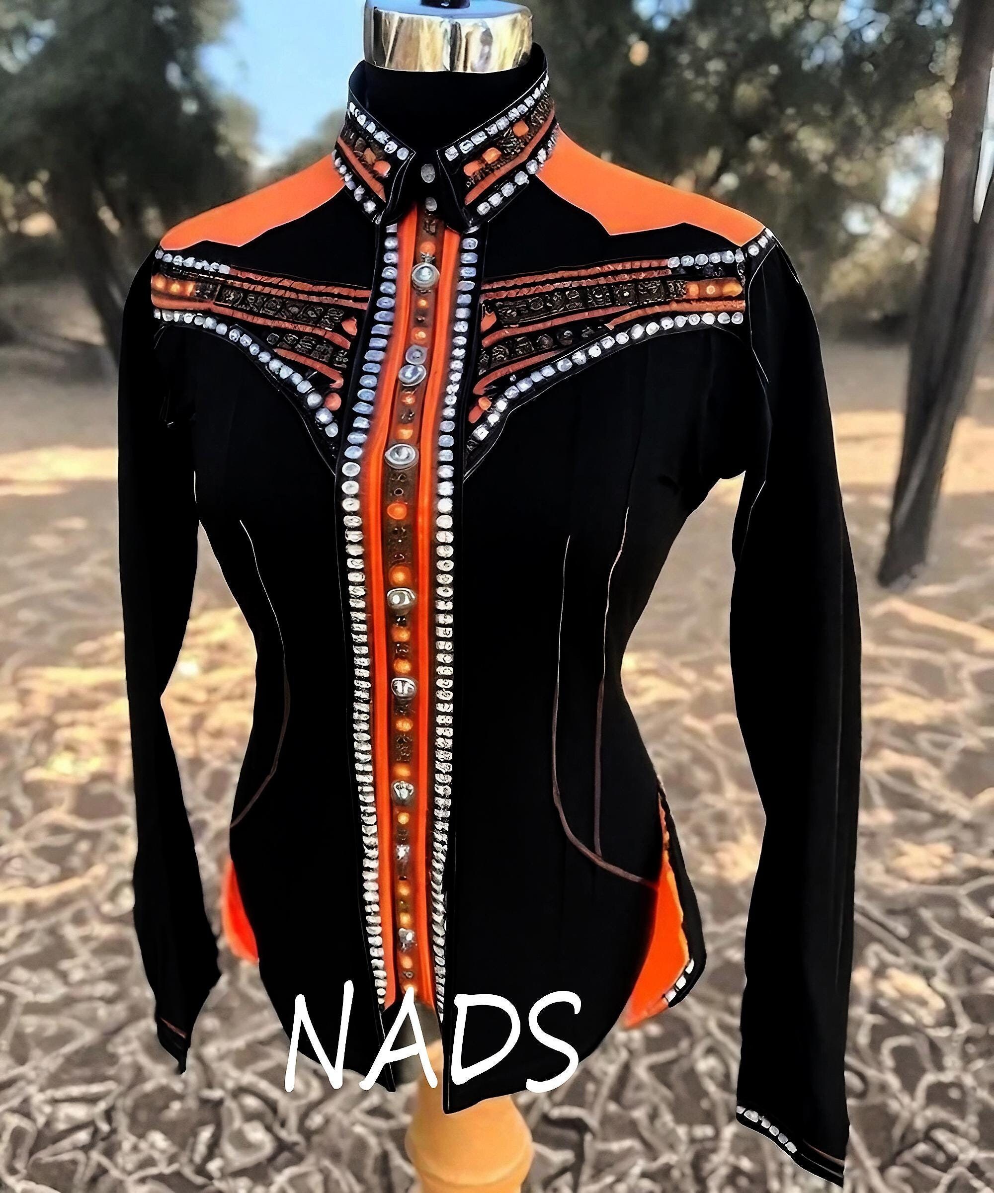 Chemise Western Femme Noire Et Sarcelle – Dentelle, Pour équitation Trail/plaisir (occasion)