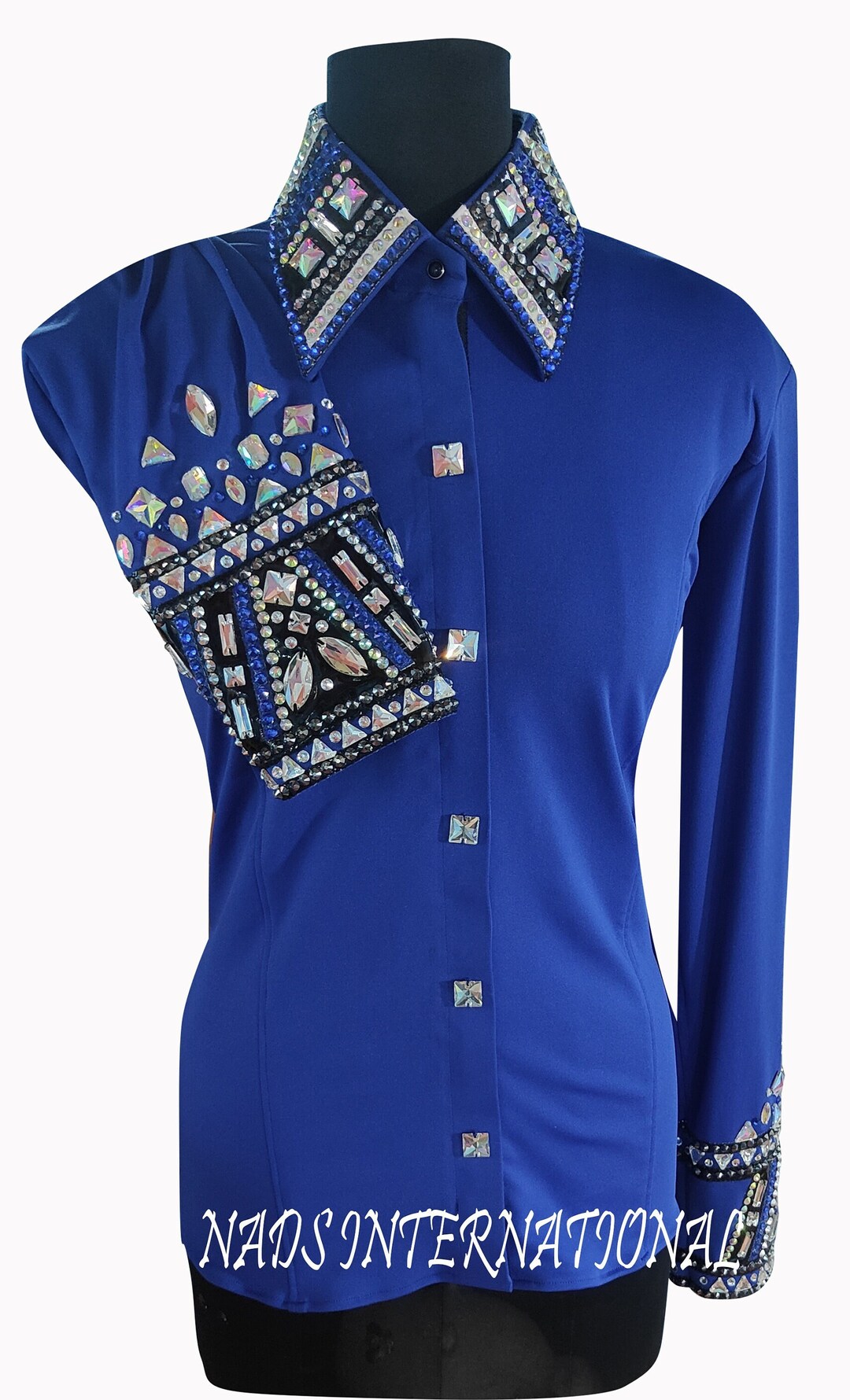 Royal Blue Western Horse Show Shirt, Horse Riding Show Shirt for Horse
