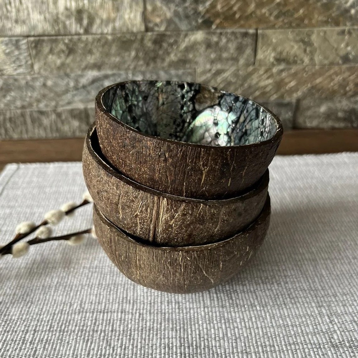 Coconut Shell Bowl With Abalone Inlay, 9cm Diameter - Smudge Bowl ...