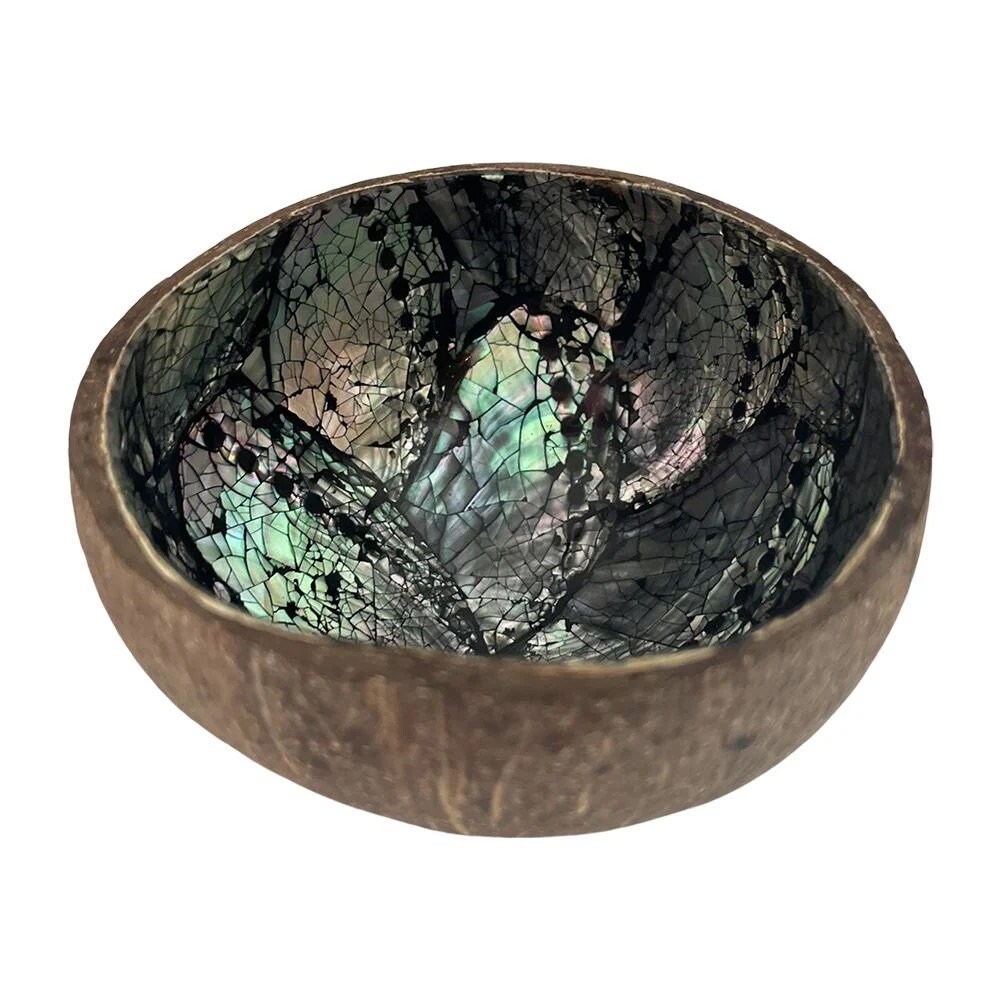 Coconut Shell Bowl With Abalone Inlay, 9cm Diameter - Smudge Bowl ...