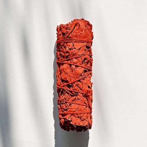 Organic Dragons Blood and White Sage Smudge Stick 4", Cleanse/Protect, Premium Quality, Hand Harvested & Tied, Organically Grown, Red Sage