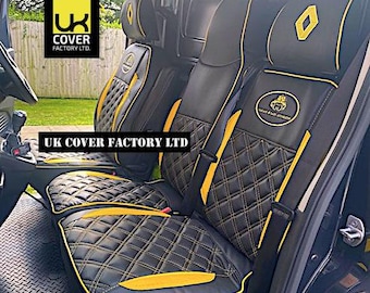 Van Seat Covers For Renault Trafic Made with Logo & Piping 21A27R© Yellow Side Inserts