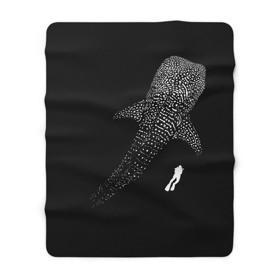 Whale Shark Scuba Diver Sherpa Fleece Blanket
