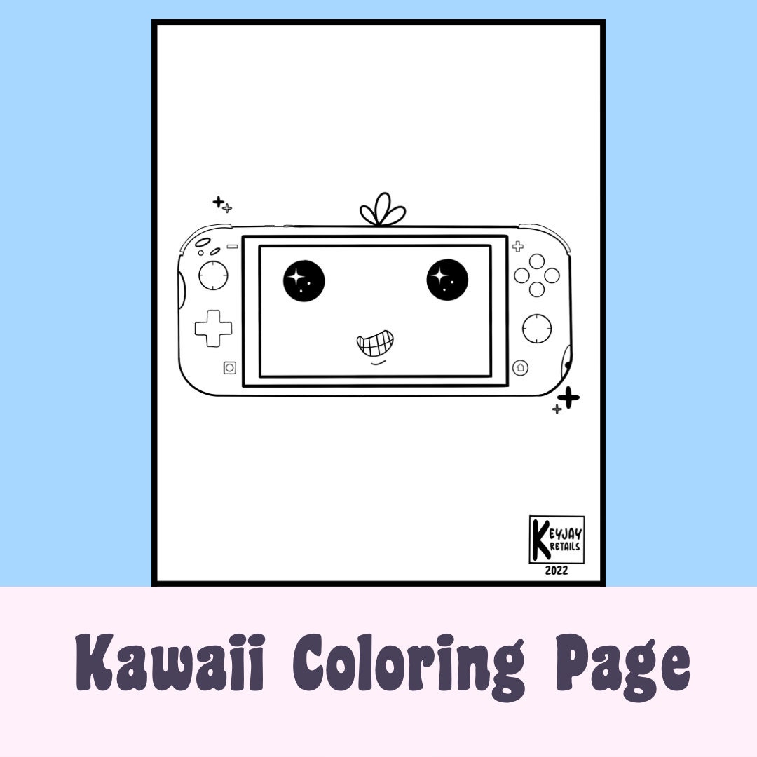 Kawaii Game Coloring Page Adults and Kids Coloring Page Etsy