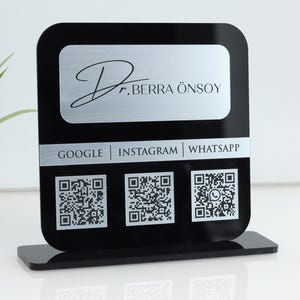 Custom QR Code Display Stand for Beauty Salons, Dentists, Restaurants & More - Personalized with Logos / Payment /Social Links