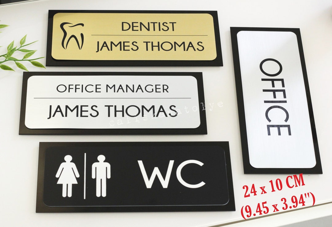 Personalised Wall Name Plate, Office Sign, Peel & Stick Adhesive ...