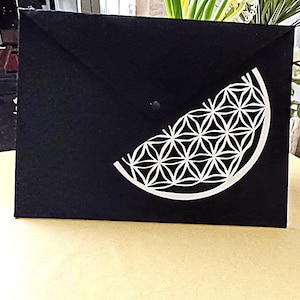 Dokumententasche aus Filz für A4 Dokumente, 33,5 x 24 cm, 0,5 cm hoch, für ca. 40 Blatt, leicht,  Aufdruck Mandalas, Geschenk