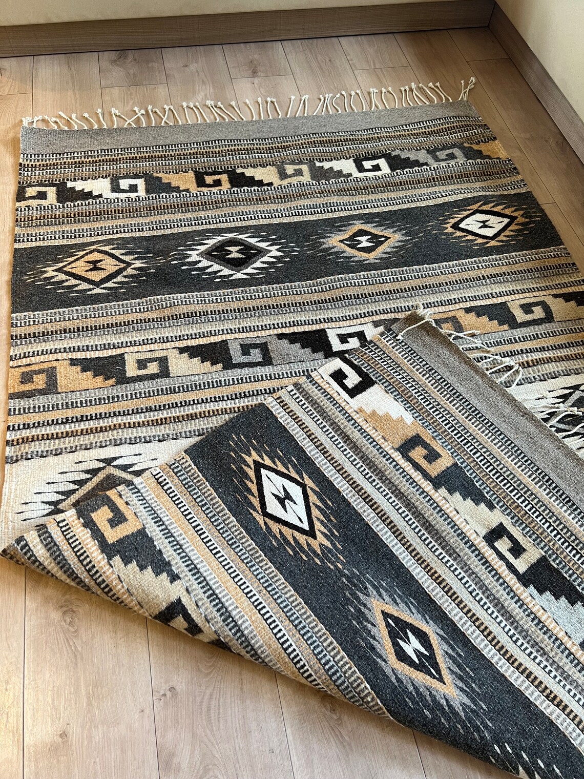 Authentic Mexican Area Rug, Zapotec Dimond and Grecas, Handwoven in ...