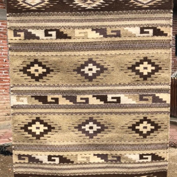 Authentic Oaxacan Rug, Zapotec Dimond and Grecas, Handwoven in Teotitlan Del Valle.