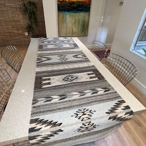 ZAPOTEC RUG, Handwoven runner/ rug made with undyed wool in Oaxaca, Mexico. 23.5” X 79”