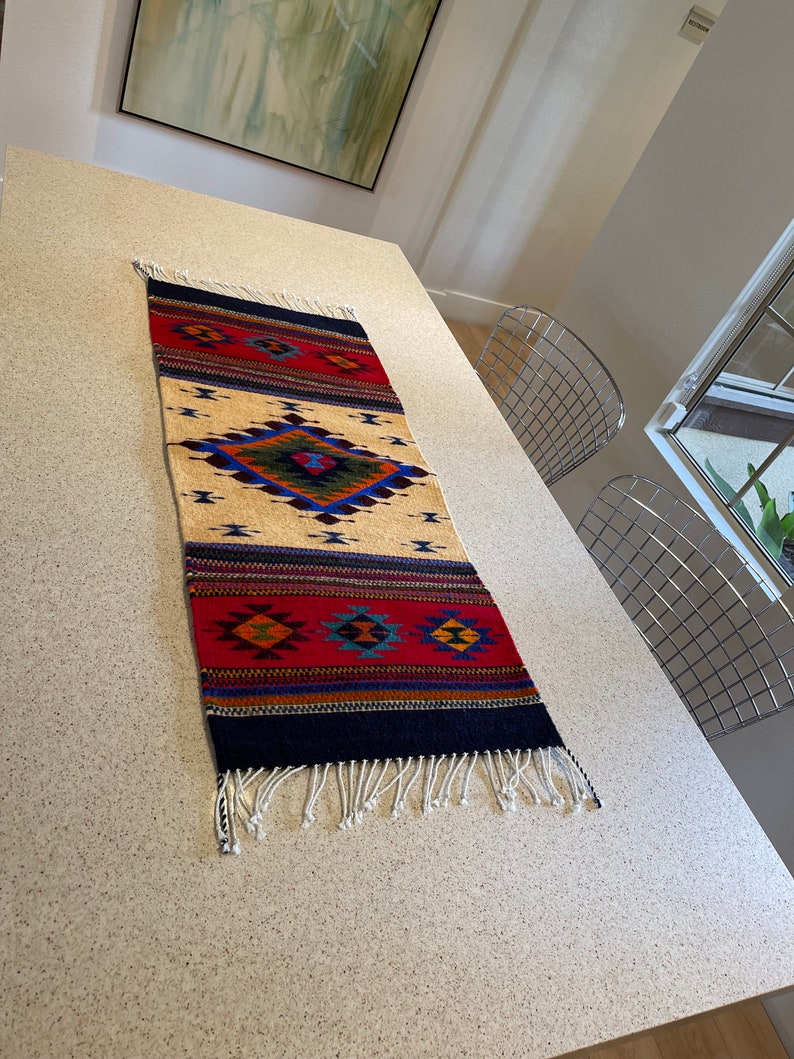 Authentic Zapotec Rug Table Runner Colorful Zapotec Etsy