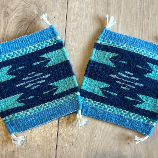 Authentic Zapotec Coasters, Handwoven by Zapotec Artisan Handmade in Oaxaca, Mexico (Set of Two)