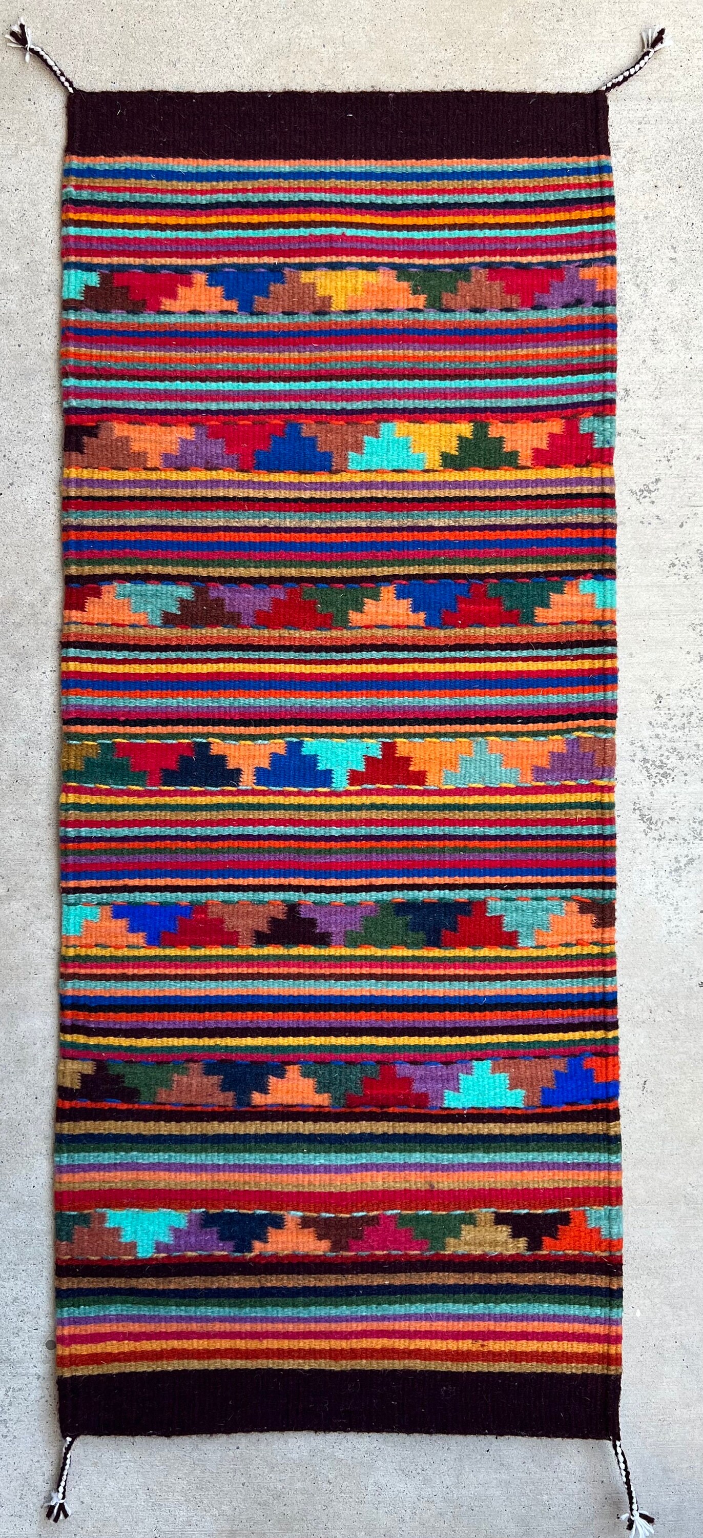 High Quality Oaxacan Rug, Colorful Zapotec Motifs, Handwoven in