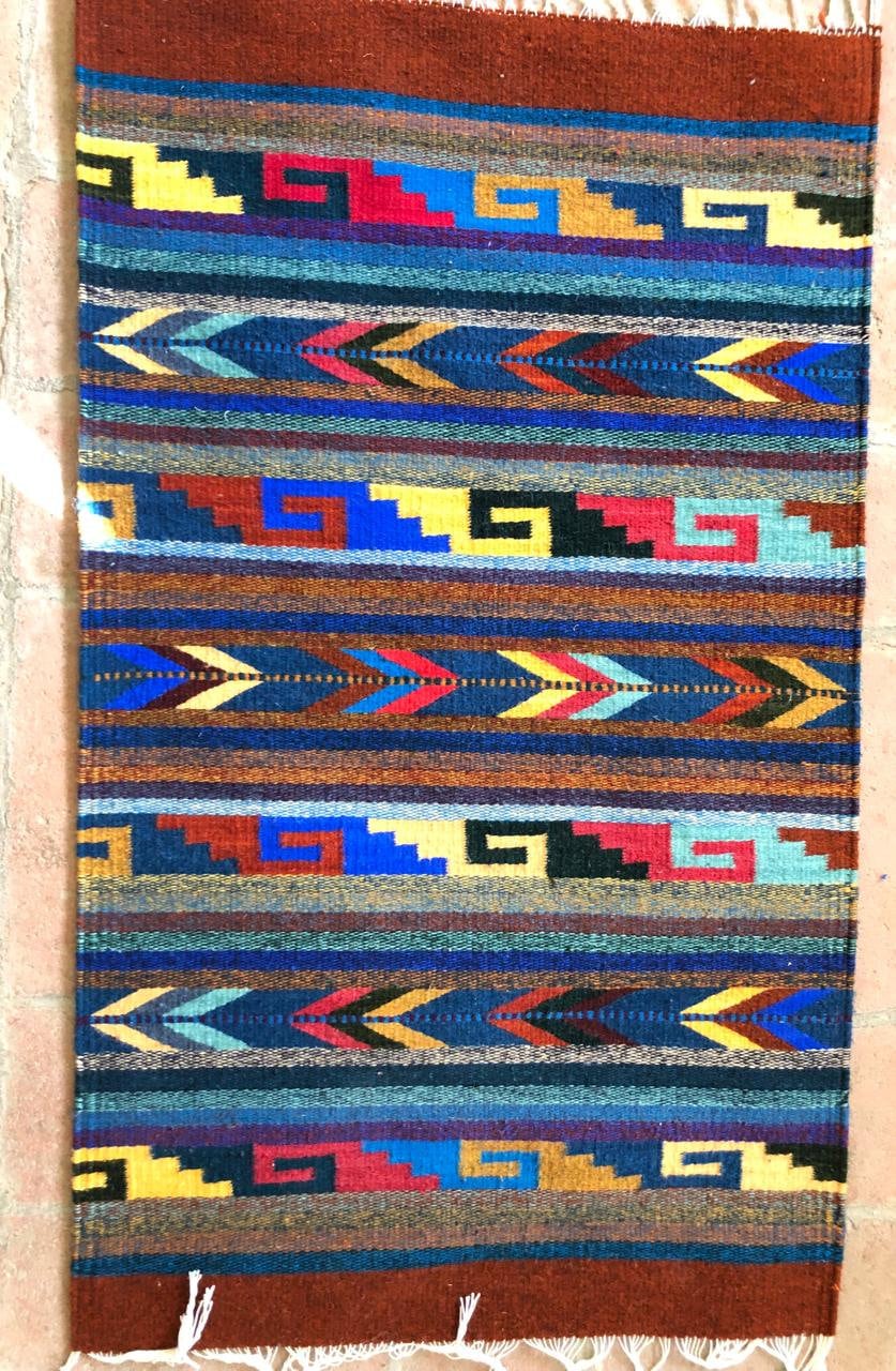 Tradicional Zapotec Rug Grecas and Arrows, Handwoven in Oaxaca Mexico