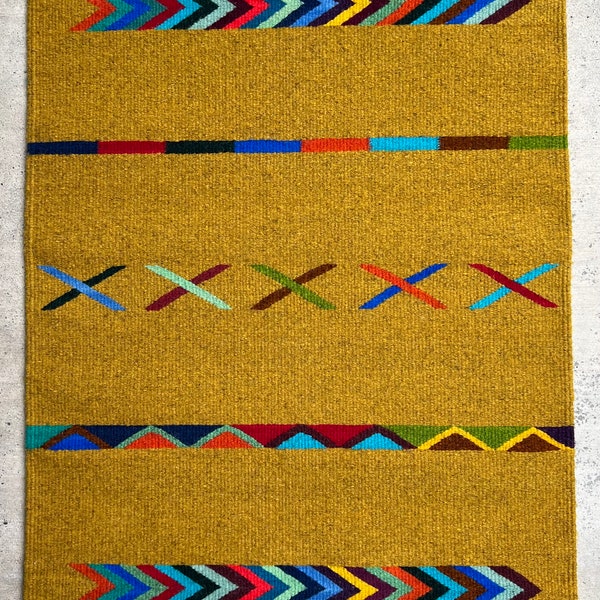 Authentic Zapotec Rug, (Modern Design) Handwoven in Oaxaca