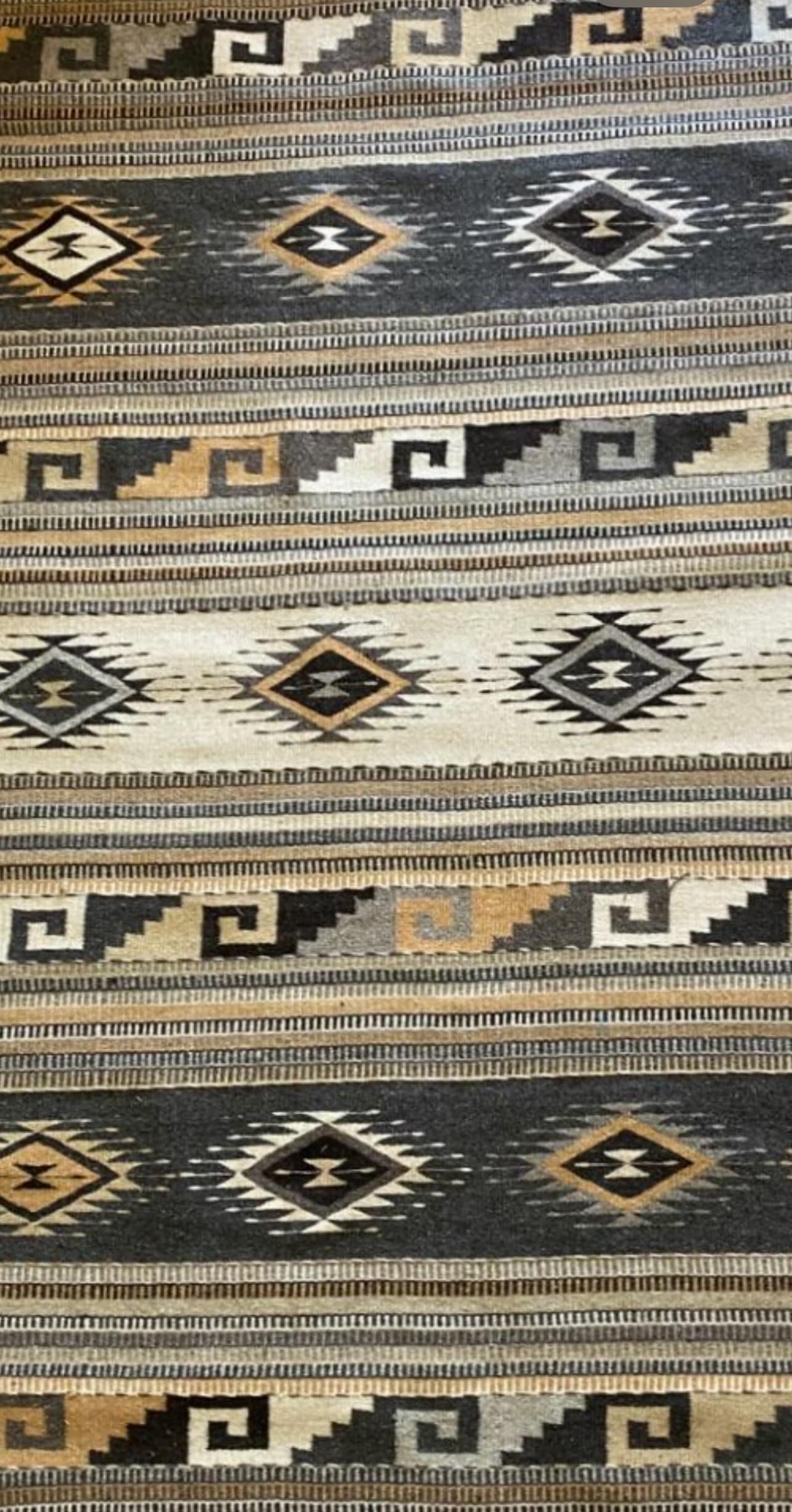 Authentic Mexican Area Rug, Zapotec Dimond and Grecas, Handwoven in