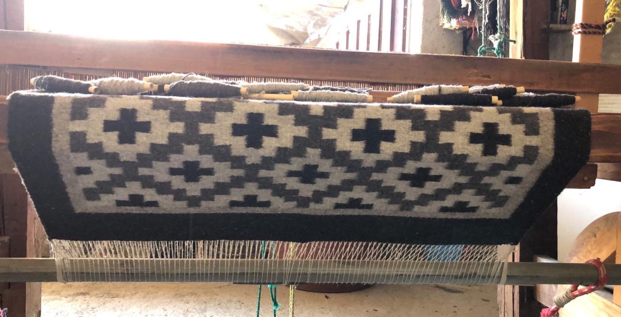 Authentic Oaxacan Rug, Zapotec Diamond, 100 Natural Undyed Wool