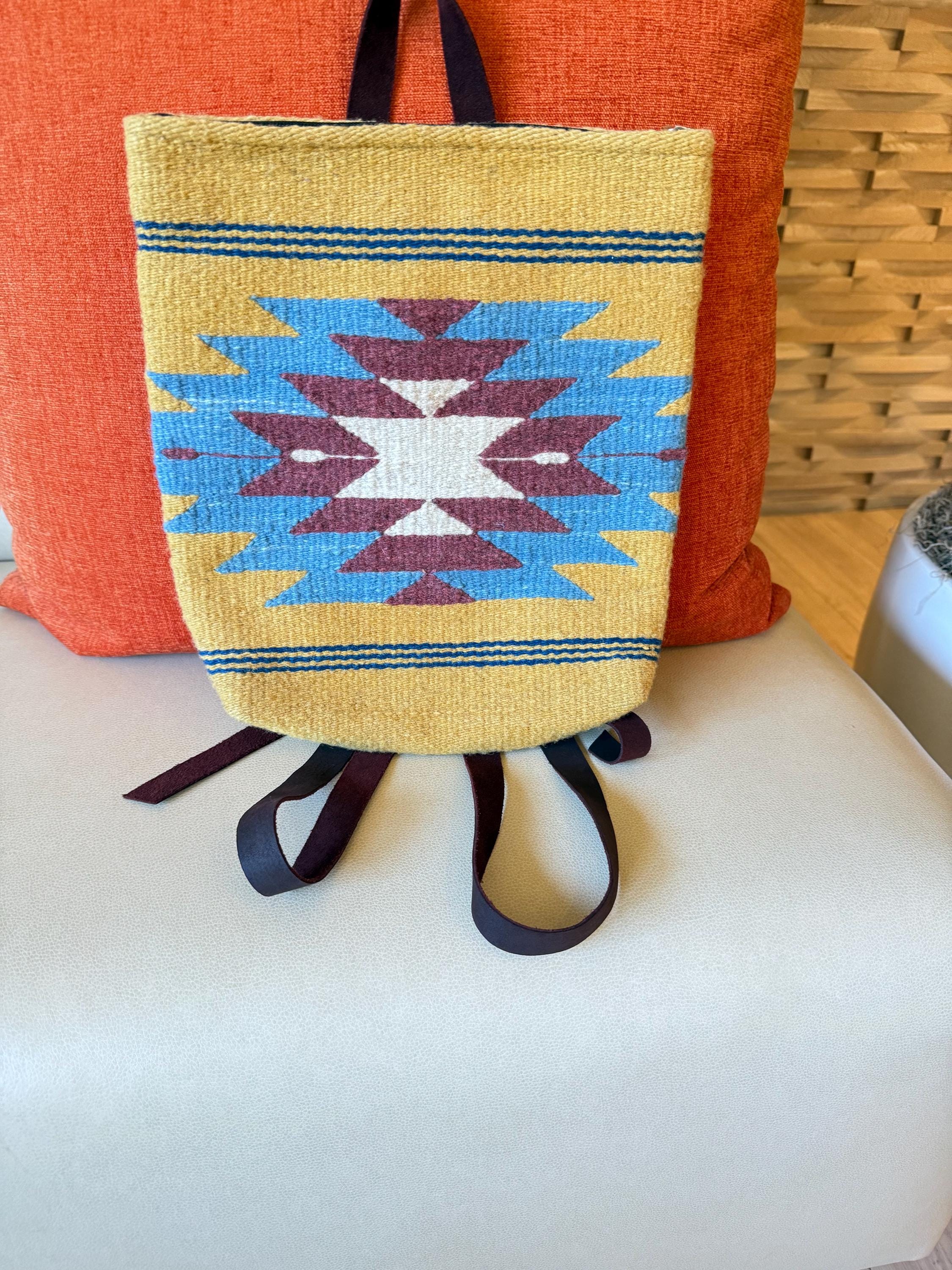 Oaxacan Native Artesanal Handmade Leather Backpack Bag Genuine Leather Hand-embroidered Back Bag, Original From  main image 4