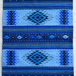 Diamantes Azul INDIGO, authentic Zapotec rug 100% Wool handwoven in Oaxaca Mexico