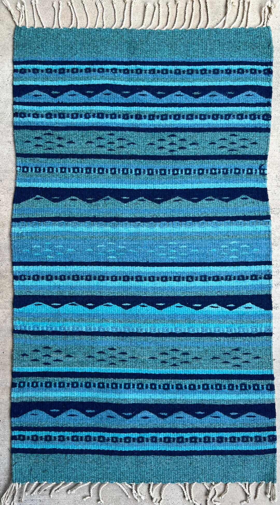 Mountains and God Eye. Authentic Zapotec Rug Handwoven in Etsy