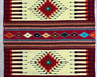 Authentic Oaxacan rug, Maguey, handwoven rug on pedal loom by zapotec artisans. 24in X 39.5in