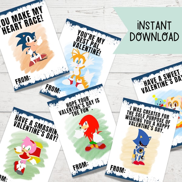 Sonic the Hedgehog Valentine Day Cards - Etsy