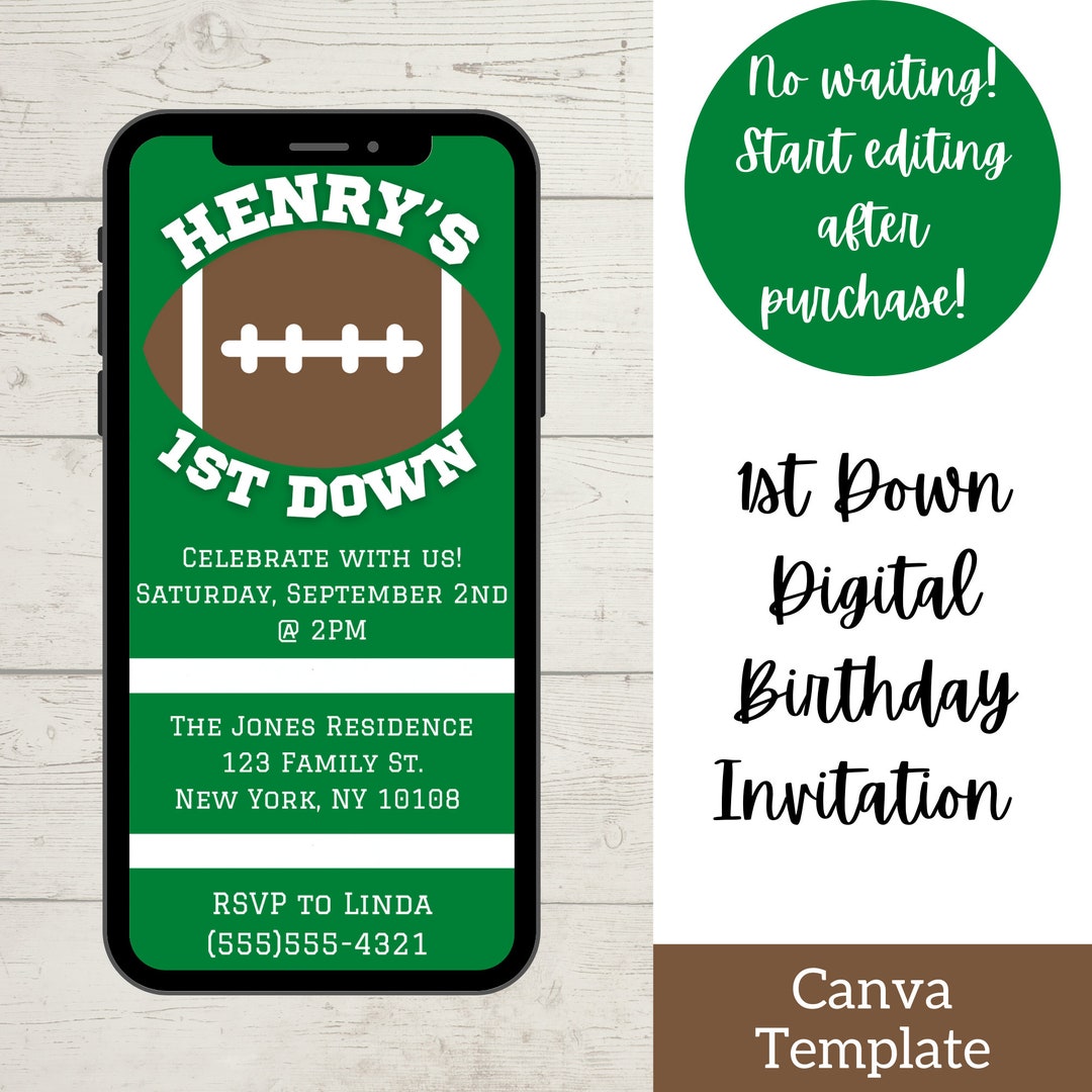 1st Down Birthday Invitation First Down Birthday Invitation - Etsy