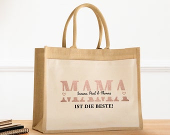 Personalisierte Jutetasche für Mama mit Namen · Tasche mit Namen · Geschenk für Mama · Geschenk für Muttertag