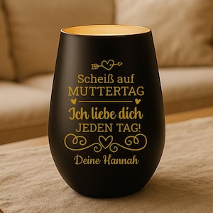 Windlicht personalisiert als Muttertagsgeschenk, Muttertag Windlicht aus Glas mit Namen der Familie als Geschenk für Mama