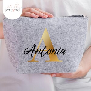 Personalisierte Kosmetiktasche mit Initiale Name aus Filz · Tasche mit Namen · Geschenk für Mama · Geschenk für Freundin
