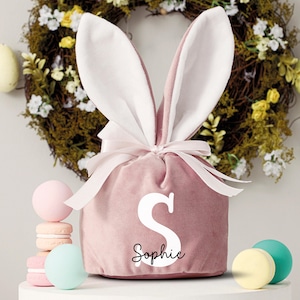 Personalisiertes Samt Osternest mit Ohren · Ostergeschenk personalisiert für Kinder · Osterkorb personalisiert für Kind mit Namen