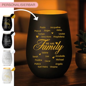 Geschenk Familien Windlicht mit Gravur, Windlicht mit Namen der Familien Geschenk für Muttertag, Überraschung für Mama, Geschenkidee Mama