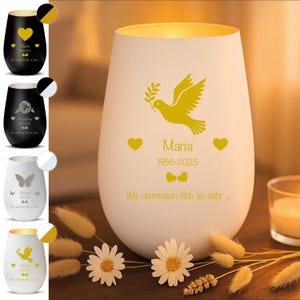 Mourning lantern with engraving personalized – memorial gift for mourning, keepsake with name & symbol as a mourning candle commemorating the deceased