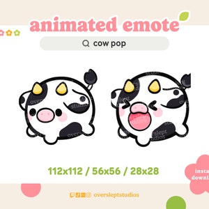ANIMATED Cow Pop Emote for Twitch and Discord, Pop Emote, Animated Twitch Emote, Cow Emotes, Cow Twitch Emotes, Animated Cow Emote, Streamer