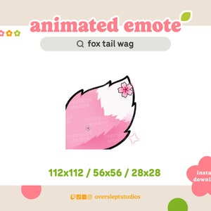 ANIMATED Pink Fox Tail Wag Emote for Twitch and Discord, Tail Emote, Animated Twitch Emote, Fox Emotes, Fox Twitch Emotes, Wolf Emotes