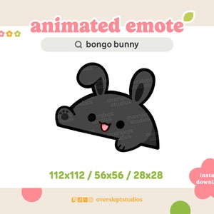 ANIMATED Black Bongo Bunny Emote for Twitch and Discord, Rabbit, Animated Twitch Emotes, Bunny Emotes, Bunny Twitch Emotes, Bongo Cat