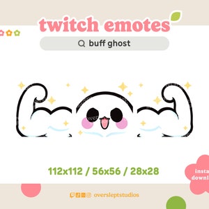 Buff Ghost Emote Pack for Twitch and Discord, Ghost Twitch Emotes, Strong Emote, Ghost Emotes, Spooky, Halloween