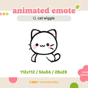 ANIMATED White Cat Wiggle Emote for Twitch and Discord, Cat Emote, Wiggle Emote, Animated Twitch Emote, White Cat Emotes, Cat Twitch Emotes