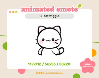 Animiertes Wiggle Emote für Twitch und Discord, Katzen Emote, Wiggle Emote, animiertes Twitch Emote, weiße Katze Emotes, Katzen Twitch Emotes