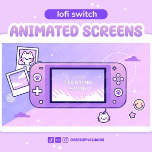 ANIMATED Twitch Overlay, Lofi Switch Desk, Twitch Screens, Twitch Scenes, Cozy Gamer, Purple Twitch Overlays