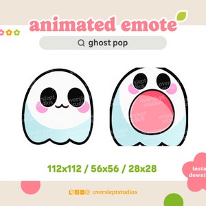 ANIMATED Ghost Pop Emote for Twitch and Discord, Pop Cat Emote, Cat Meme Emote, Animated Twitch Emote, Ghost Emotes, Halloween Twitch Emotes