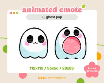 ANIMATED Ghost Pop Emote for Twitch and Discord, Pop Cat Emote, Cat Meme Emote, Animated Twitch Emote, Ghost Emotes, Halloween Twitch Emotes