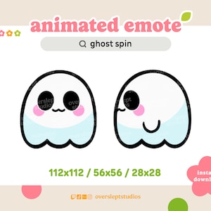ANIMATED Ghost Spin Emote for Twitch and Discord, Pop Cat Emote, Animated Twitch Emote, Ghost Emotes, Halloween Twitch Emotes