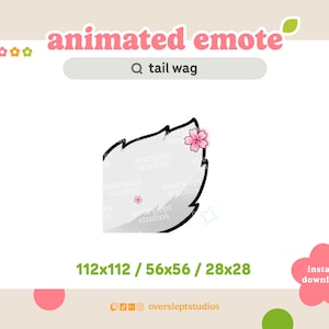 ANIMATED Silver Tail Wag Emote for Twitch and Discord, Tail Emote, Animated Twitch Emote, Fox Emotes, Fox Twitch Emotes, Wolf Emotes