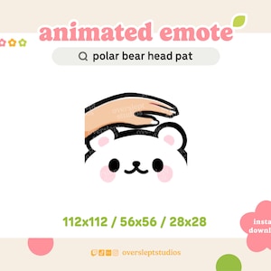 ANIMATED Polar Bear Head Pat Emote for Twitch and Discord, Head Pat Emote, Animated Twitch Emote, Bear Emotes, Bear Twitch Emotes, Streamer