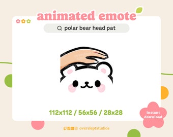 ANIMATED Polar Bear Head Pat Emote for Twitch and Discord, Head Pat Emote, Animated Twitch Emote, Bear Emotes, Bear Twitch Emotes, Streamer