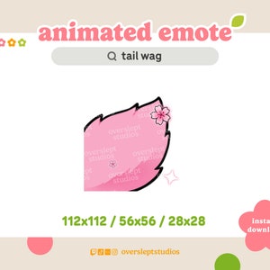 ANIMATED Pink Tail Wag Emote for Twitch and Discord, Tail Emote, Animated Twitch Emote, Fox Emotes, Fox Twitch Emotes, Wolf Emotes